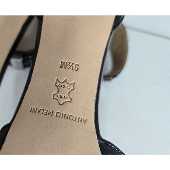 ANTONIO MELANI STRAPPY HEELS "CRIMSON" ANKLE STRAP 9.5 M BLACK - Picture 9 of 10